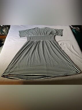 ASOS Curve Black and White Stripped Short Sleeve Dress